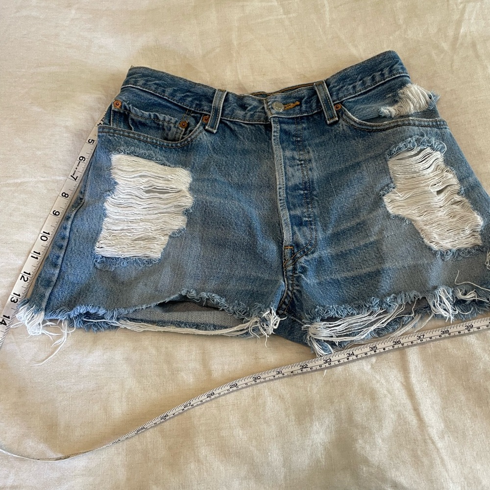 Levi's Blue Distressed Denim Shorts